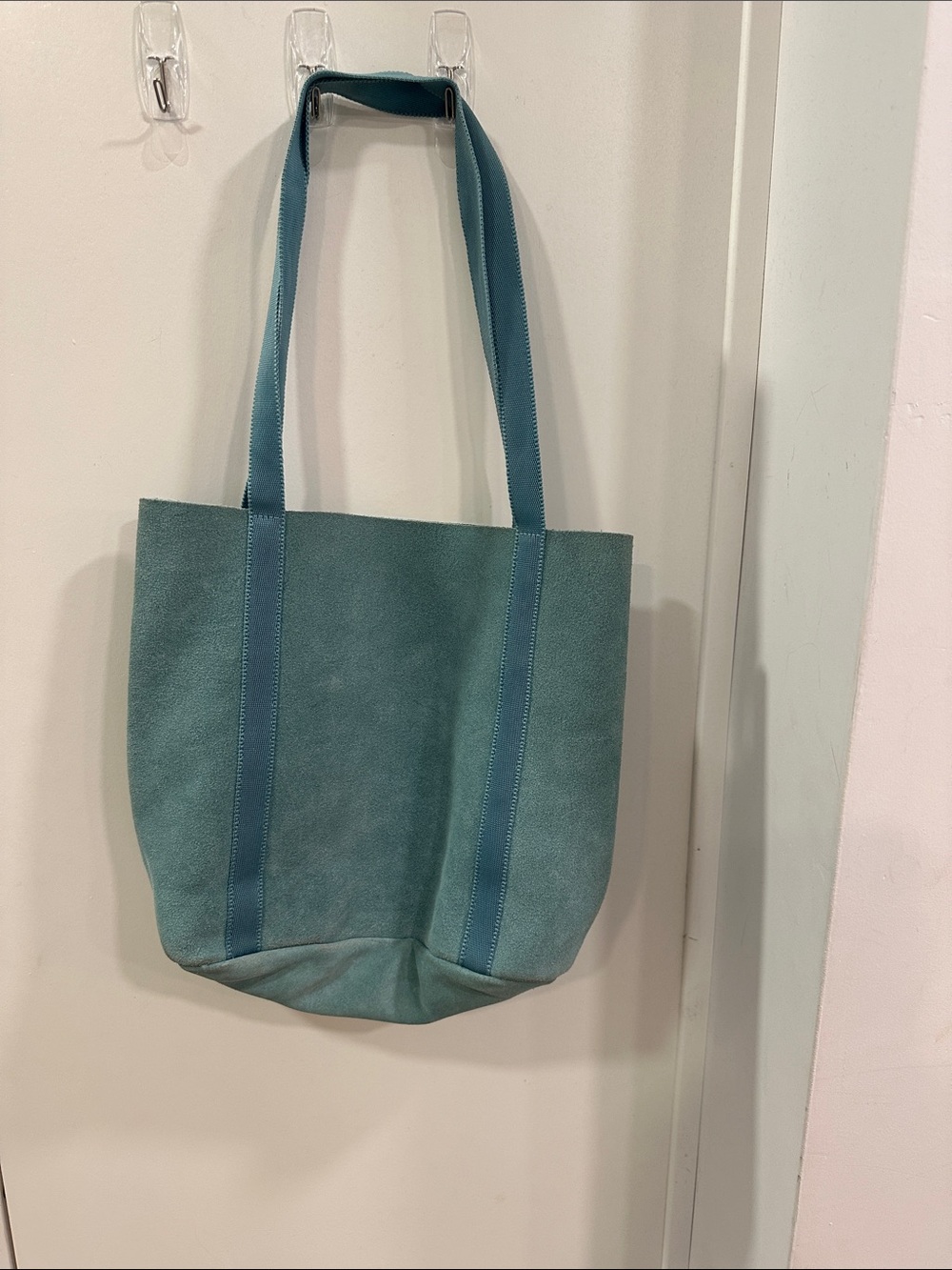 Small Suede Everyday Teal Tote Bag - Casual Shoulder Tote